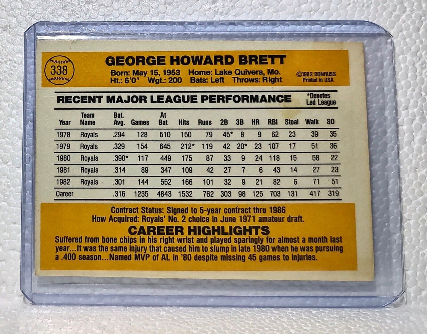 George Brett 1983 Donruss MLB #338 Baseball Card Kansas City Royals