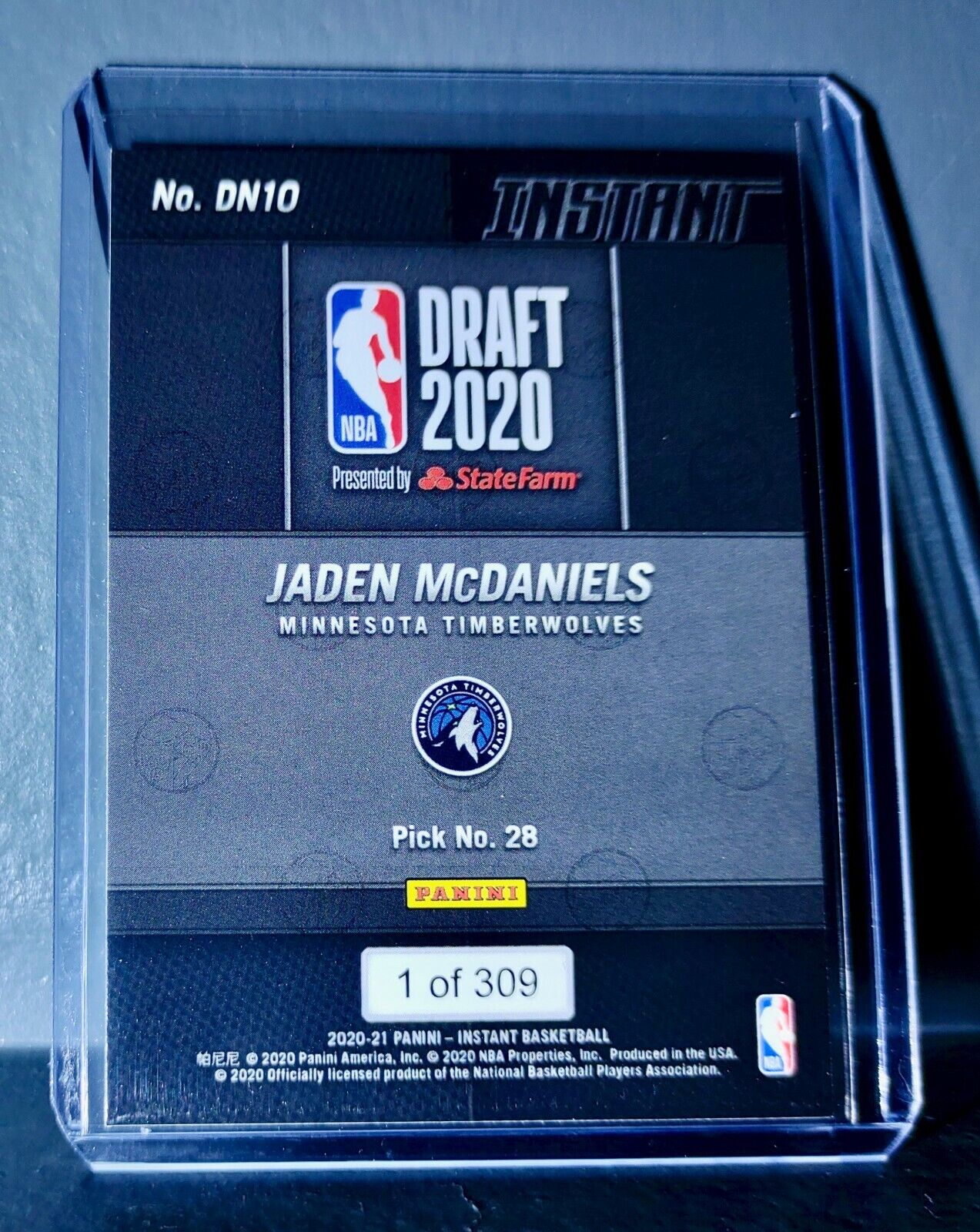 Jaden McDaniels 2020-21 Panini Draft Night #10 Basketball Rookie Card 1 of 309
