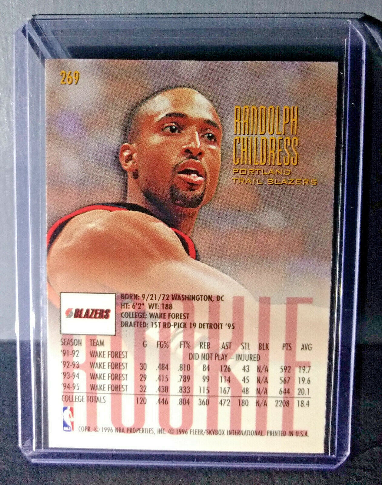 1995-96 Randolph Childress Fleer Ultra #269 Rookie Basketball Card