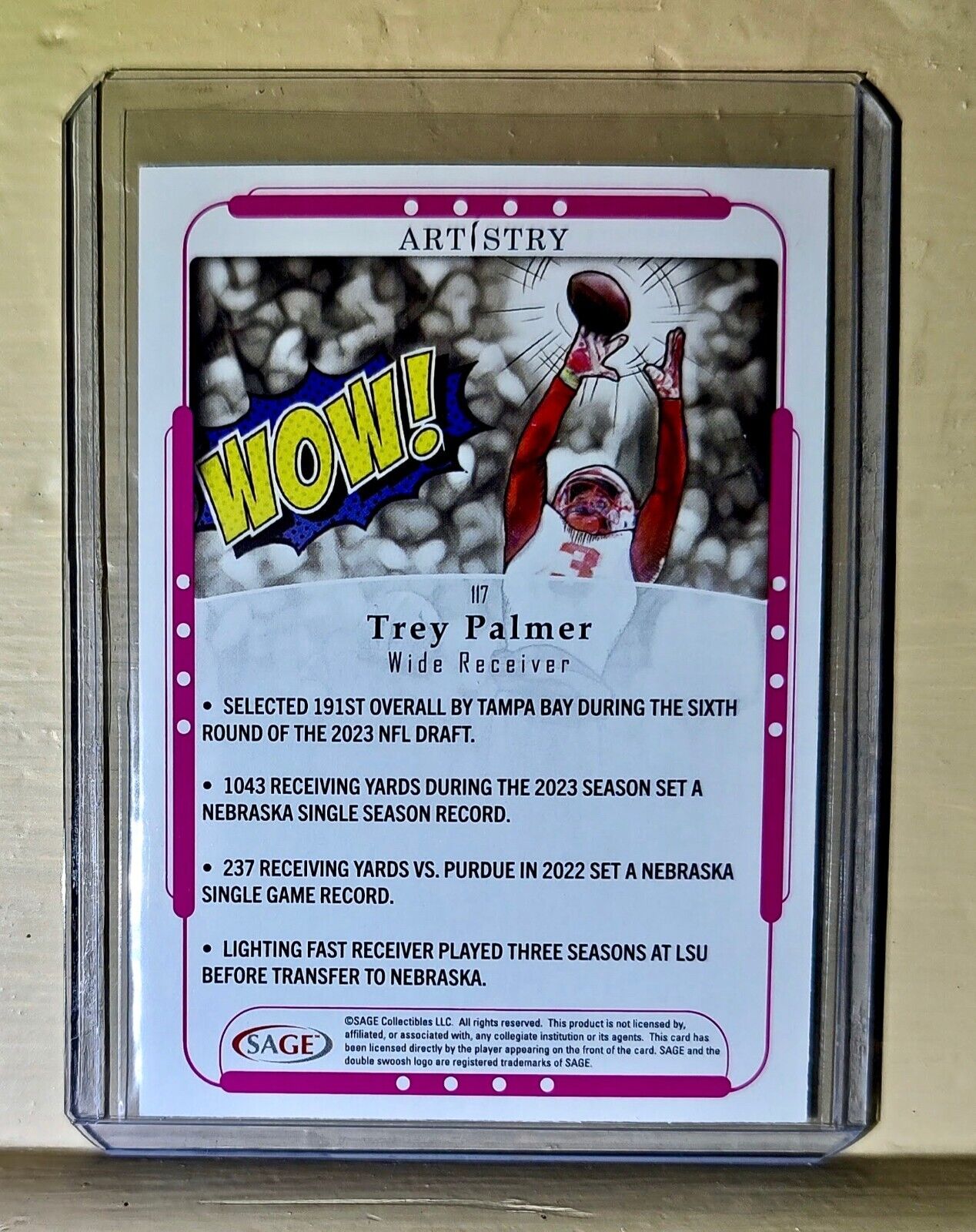 Trey Palmer 2023 SAGE NFL Artistry Football #117 Card