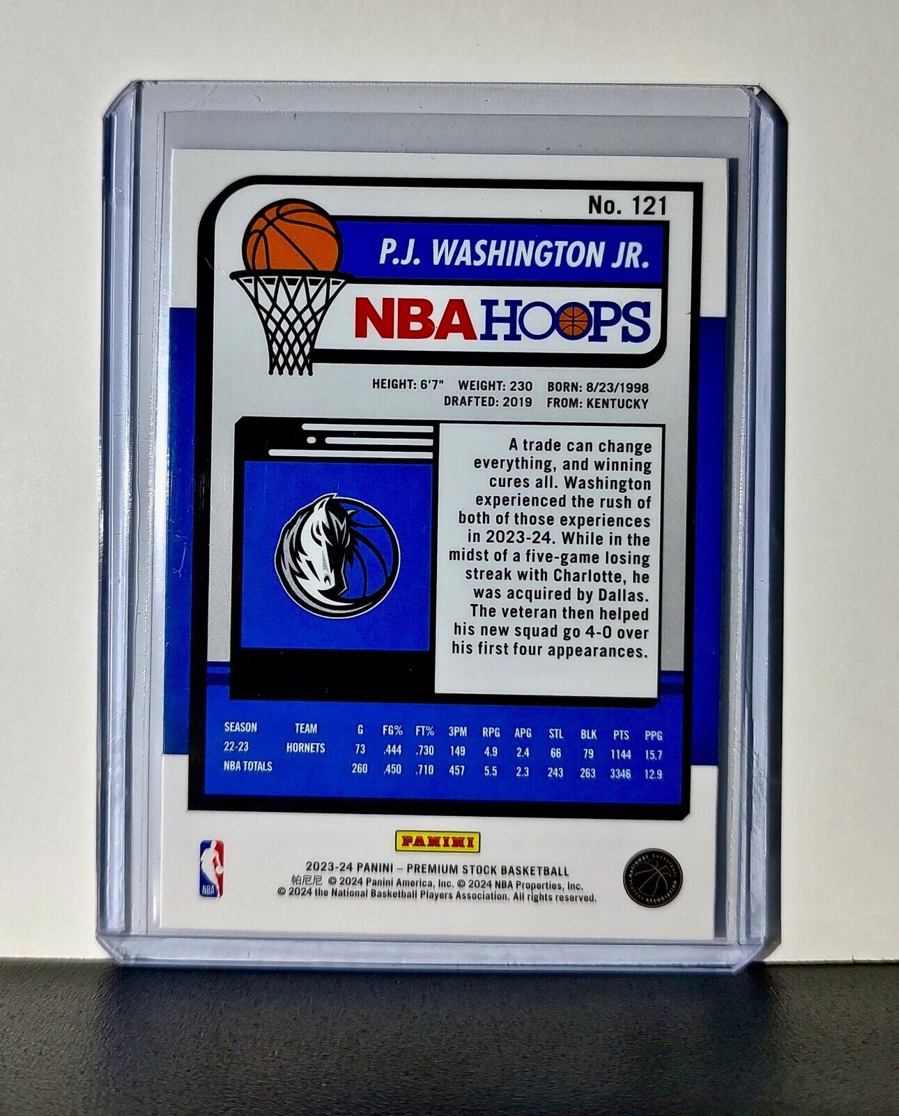 P.J. Washington Jr. 2023-24 Panini Premium Stock NBA Hoops #121 Card Mavericks