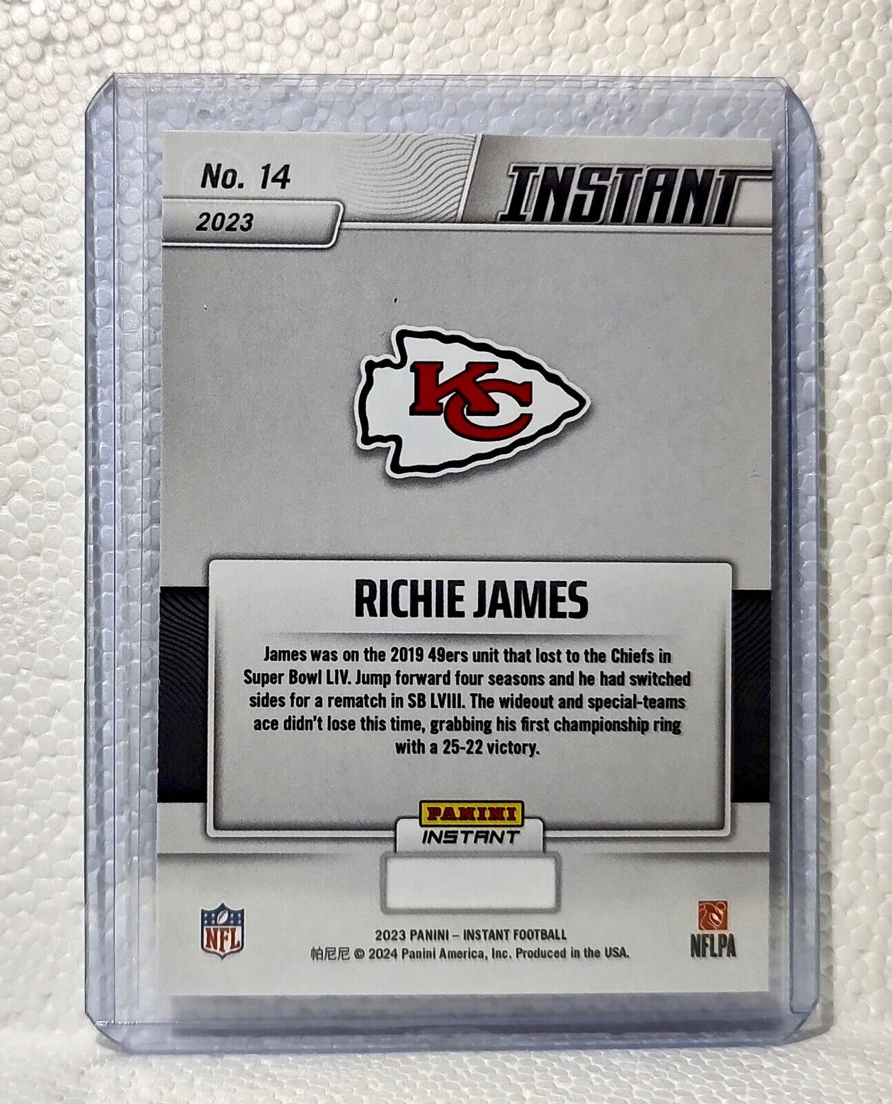 Richie James 2023 Panini NFL Superbowl Champions #14 Card Kansas City Chiefs