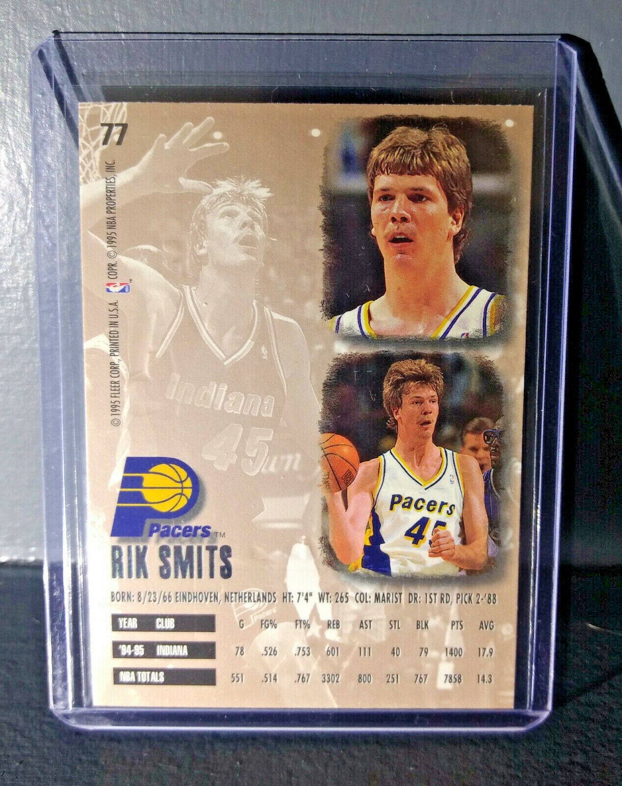 1995-96 Rik Smits Fleer Ultra Gold Medallion #77 Basketball Card