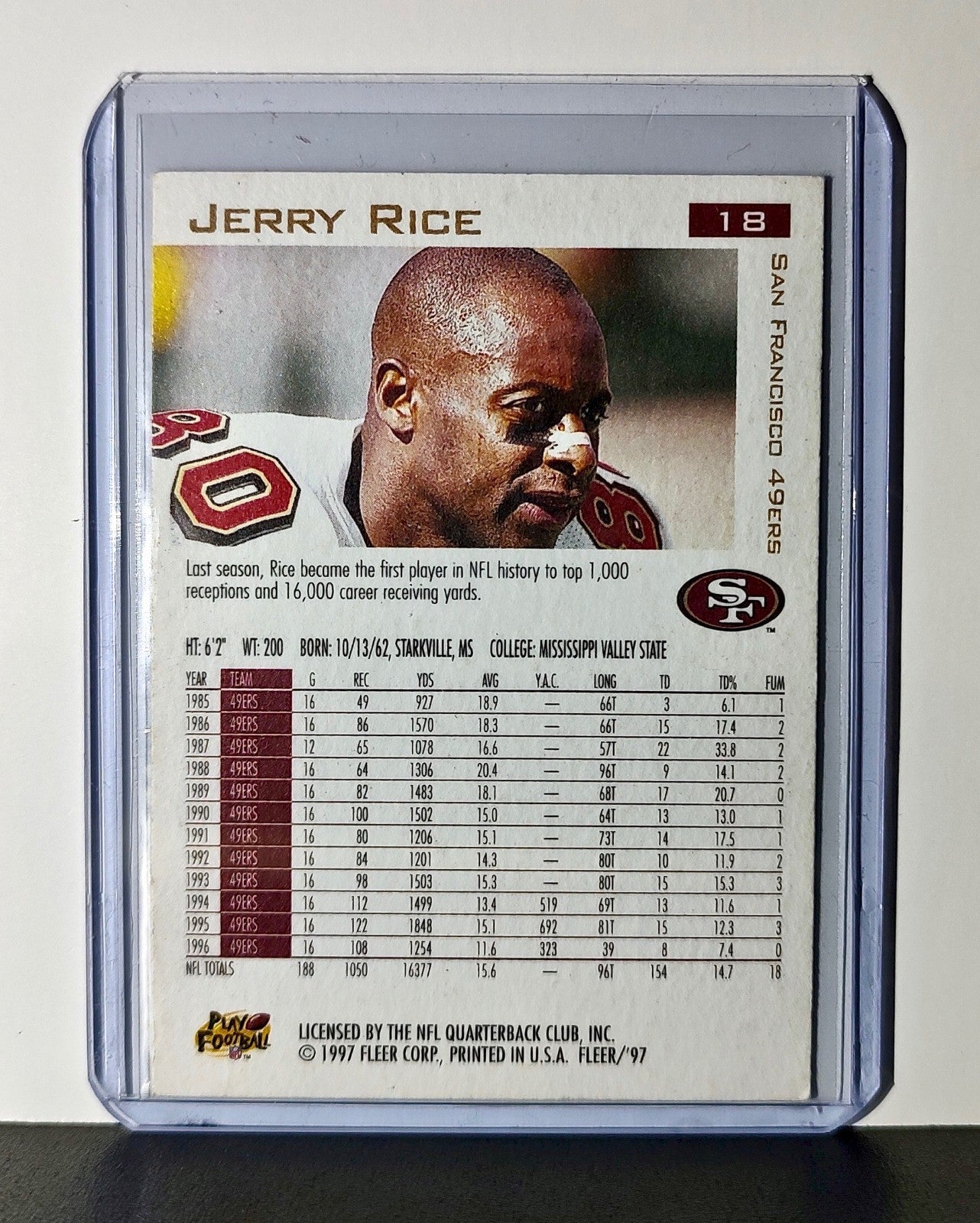 Jerry Rice 1997 Fleer NFL #18 Card San Francisco 49ers