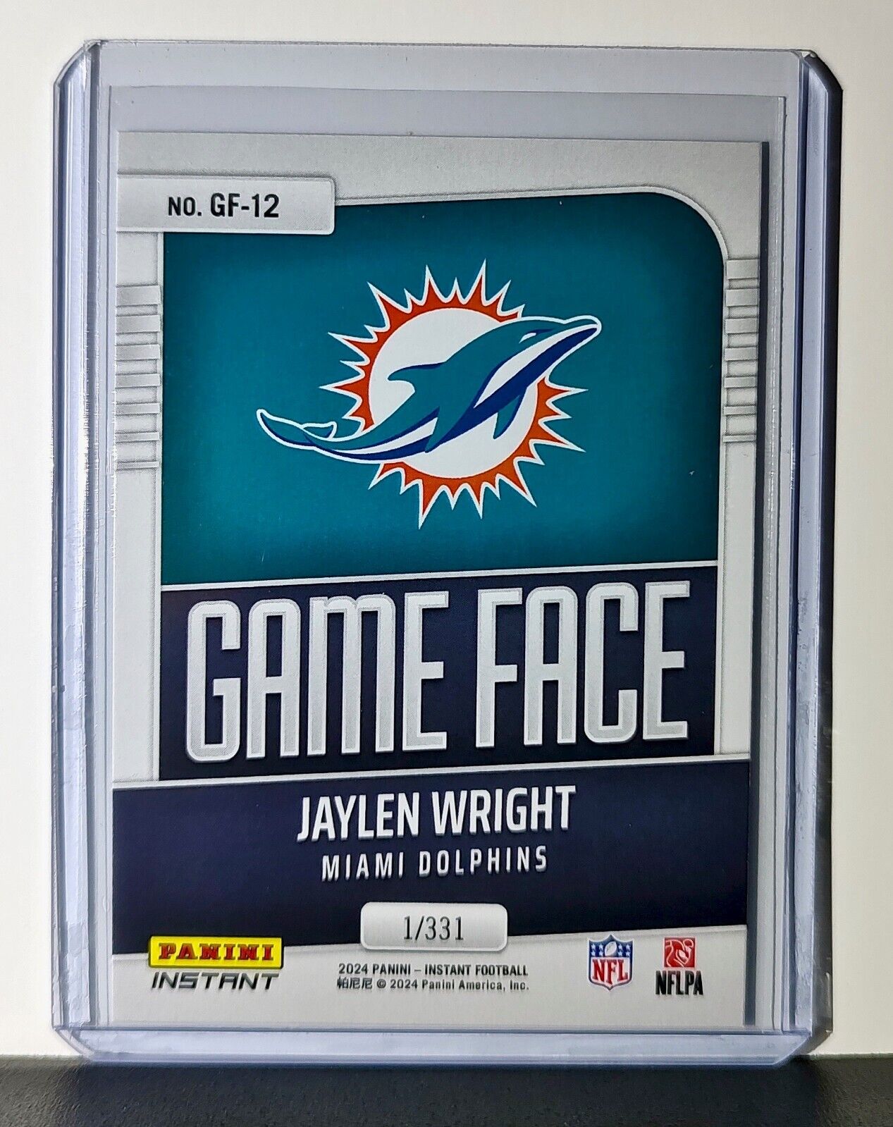 Jaylen Wright 2024 Panini Game Face #12 NFL Rookie Card Miami Dolphins 1/331