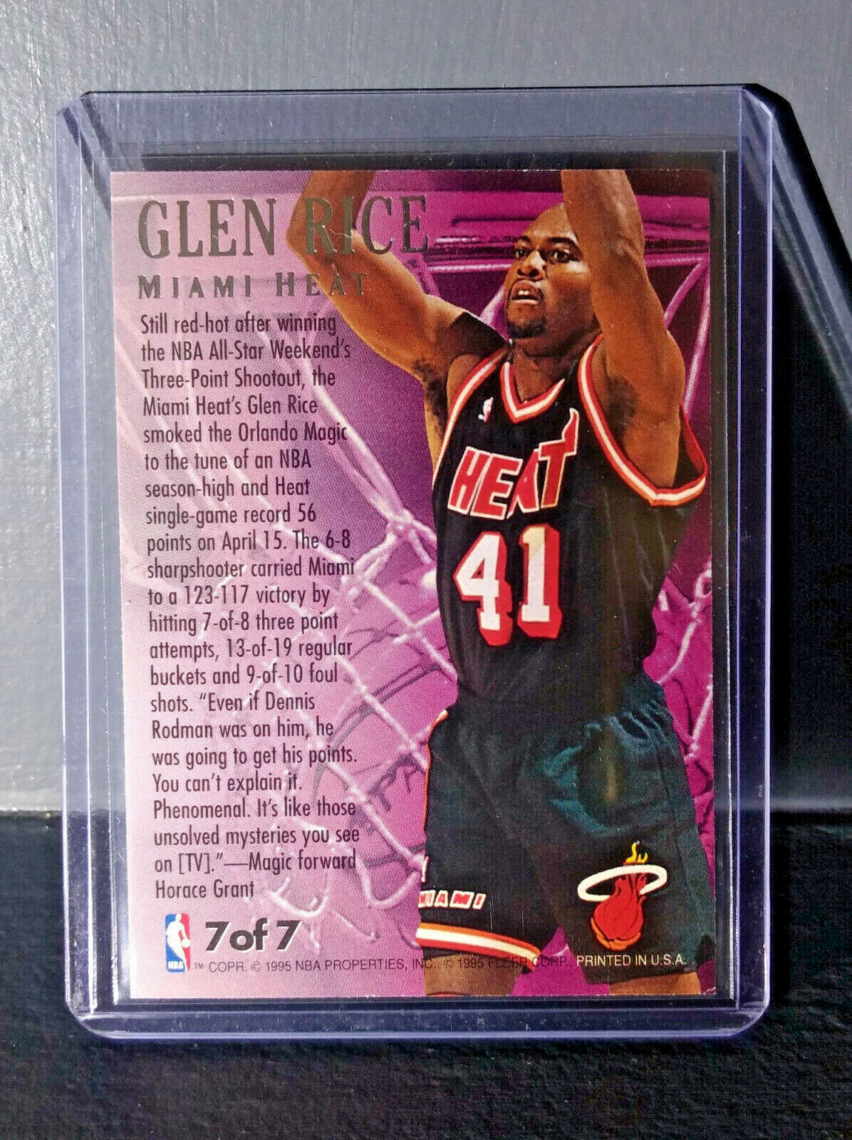 1995-96 Glen Rice Fleer Ultra Fabulous Fifties #7 Basketball Card