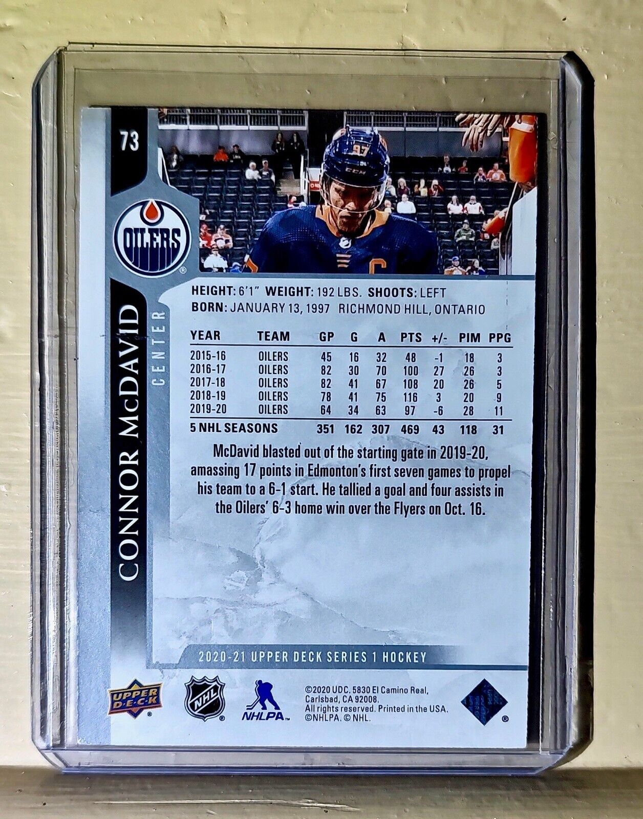 Connor McDavid 2020-21 Upper Deck #73 Hockey Cards Oilers