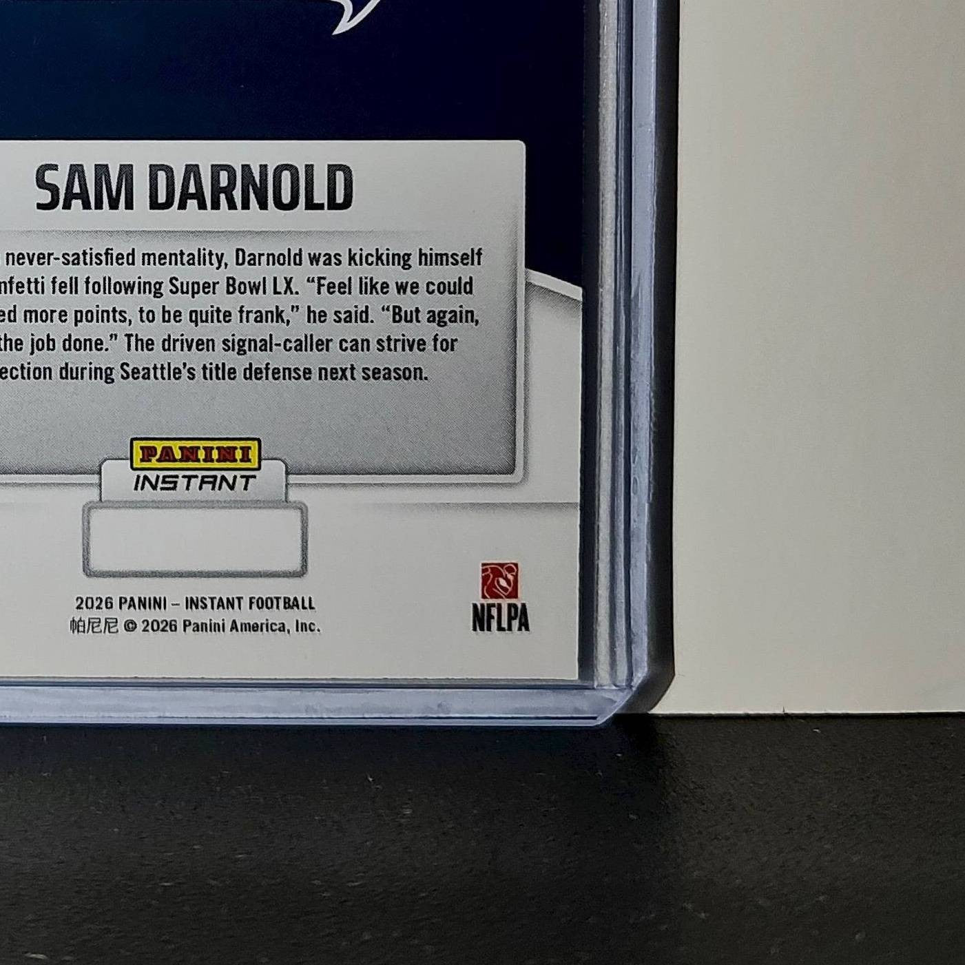 Sam Darnold 2026 Panini NFL Super Bowl LIX Champions #3 Card Seattle Seahawks