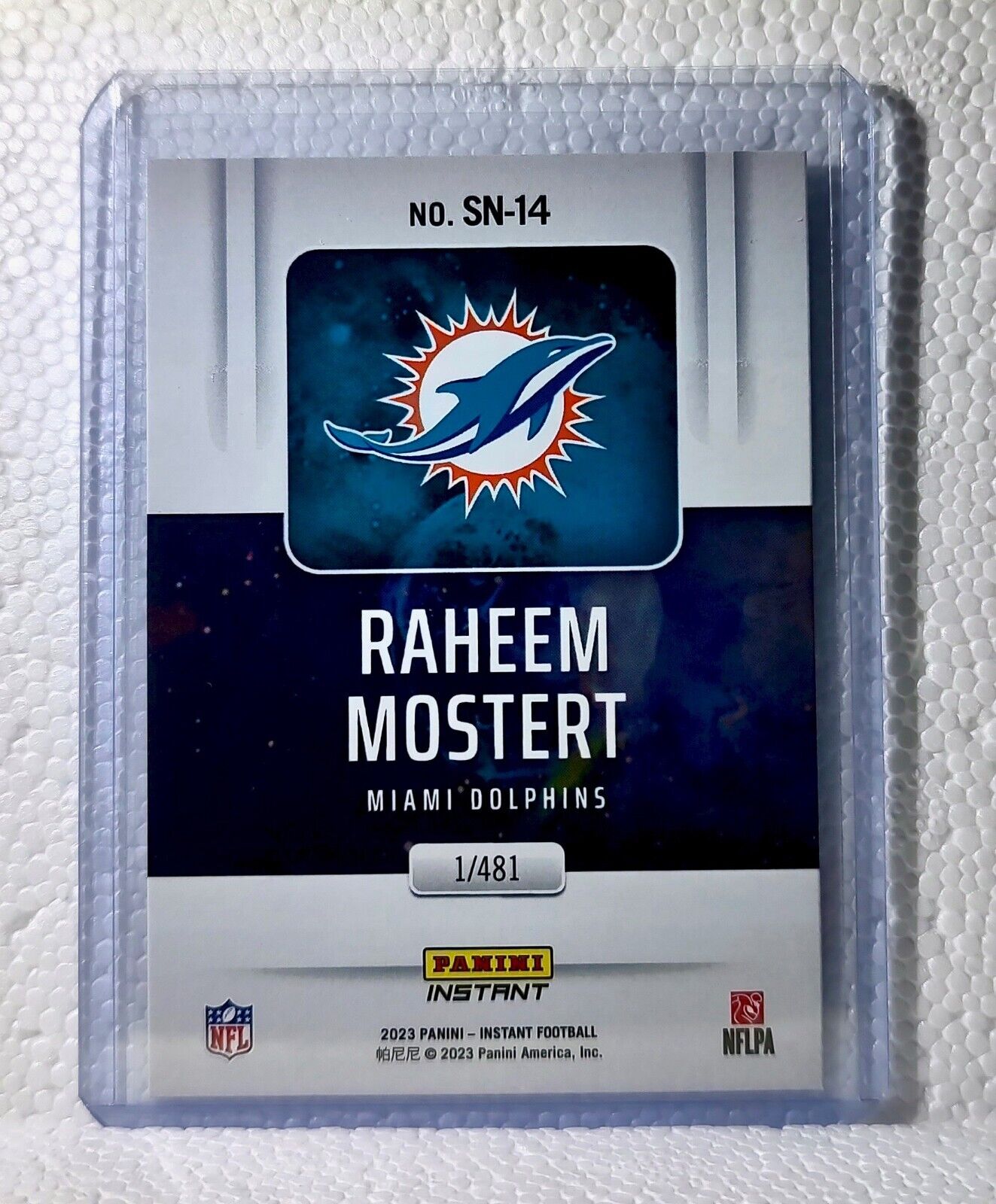 Raheem Mostert 2023 Panini NFL #14 Supernova Football Card Miami Dolphins 1/481