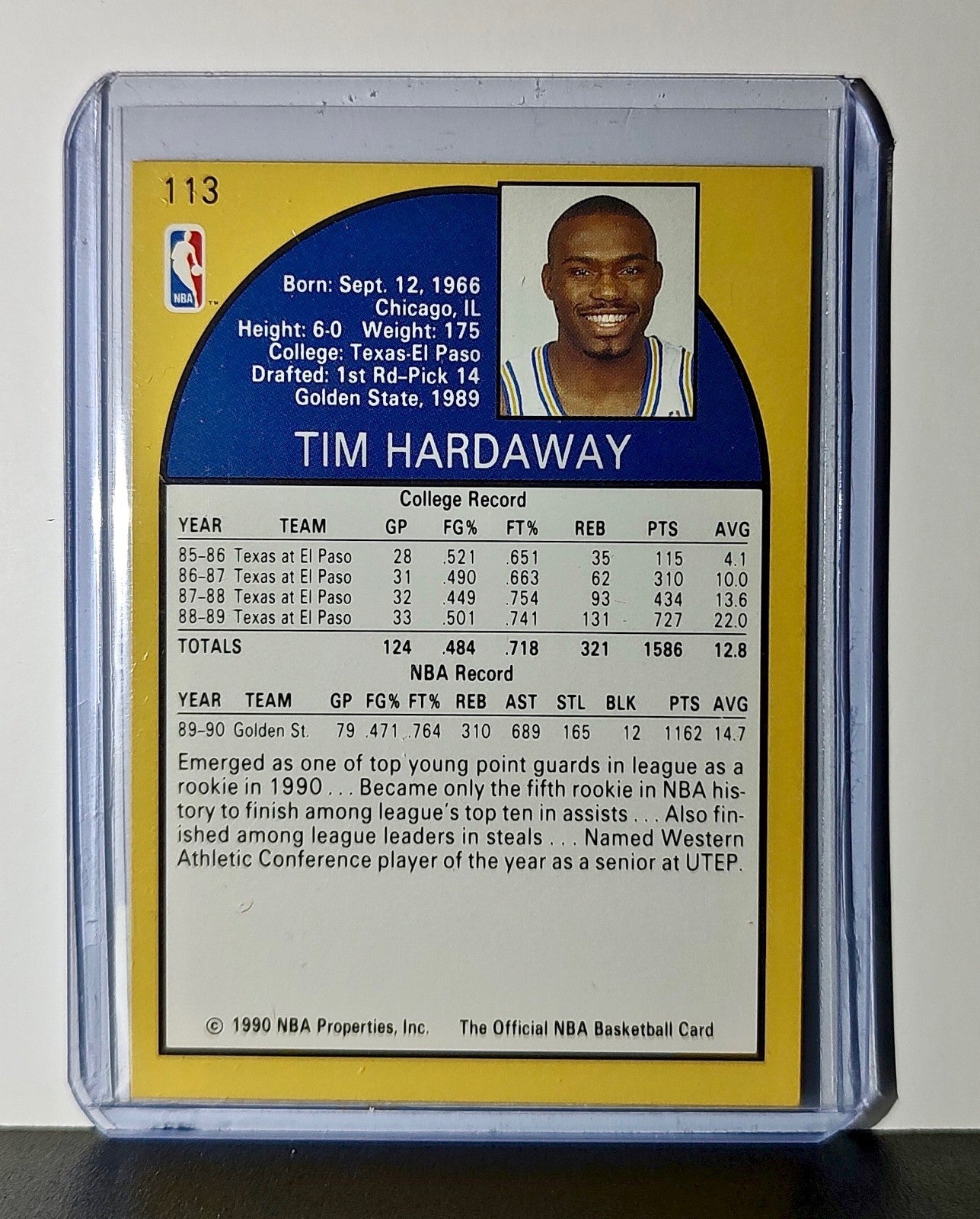 Tim Hardaway Rookie 1990 NBA Hoops NBA #113 Card Golden State Warriors