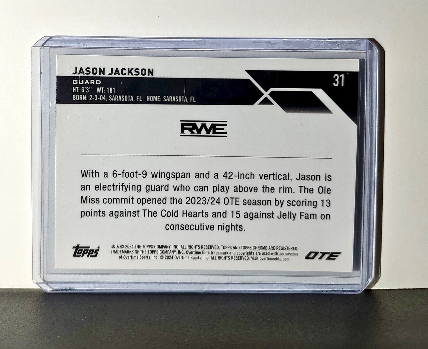 Jason Jackson Rookie Card 2023-24 Topps Chrome Overtime #31 RWE