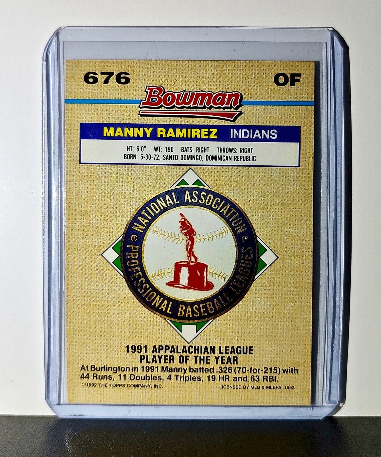 Manny Ramirez 1991 Topps Bowman MLB #676 Card Cleveland Indians