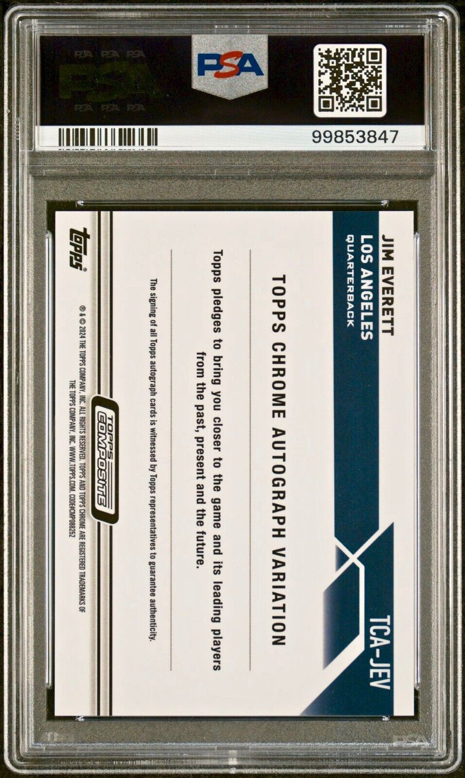 Jim Everett 2023 Topps Chrome NFL #TCA-JEV Blue Refractor 054/150 PSA 9 Auto 8