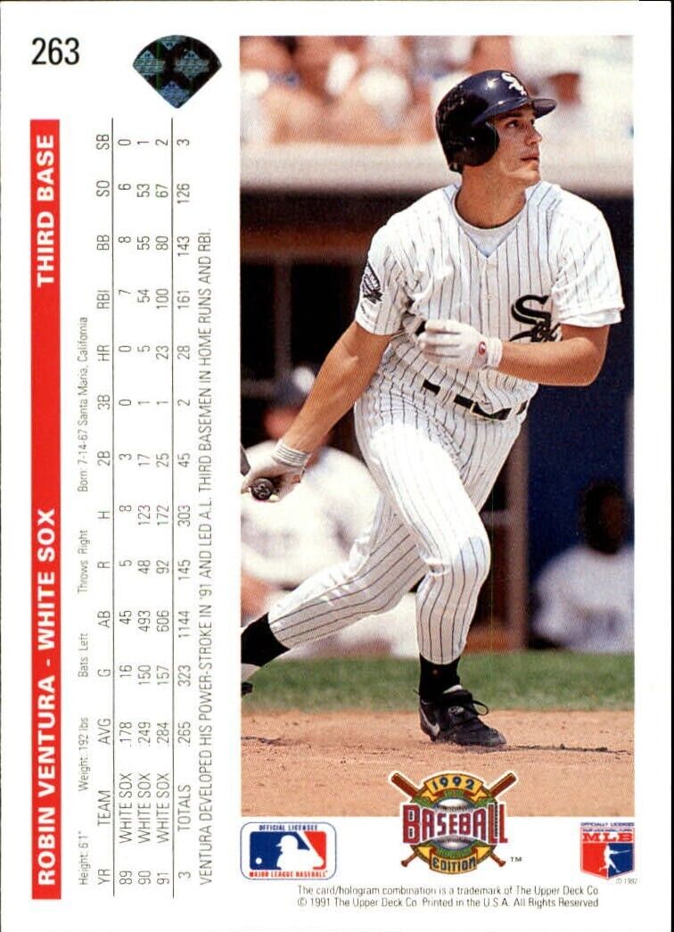 Robin Ventura 1992 Upper Deck MLB #263 Baseball Card Chicago White Sox