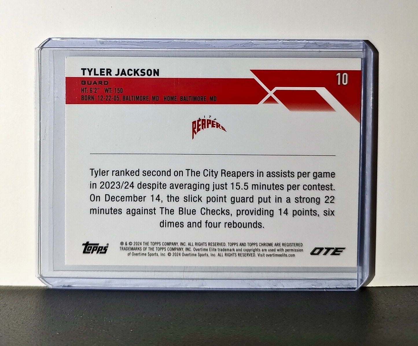 Tyler Jackson Rookie Card 2023-24 Topps Chrome Overtime #10 City Reapers