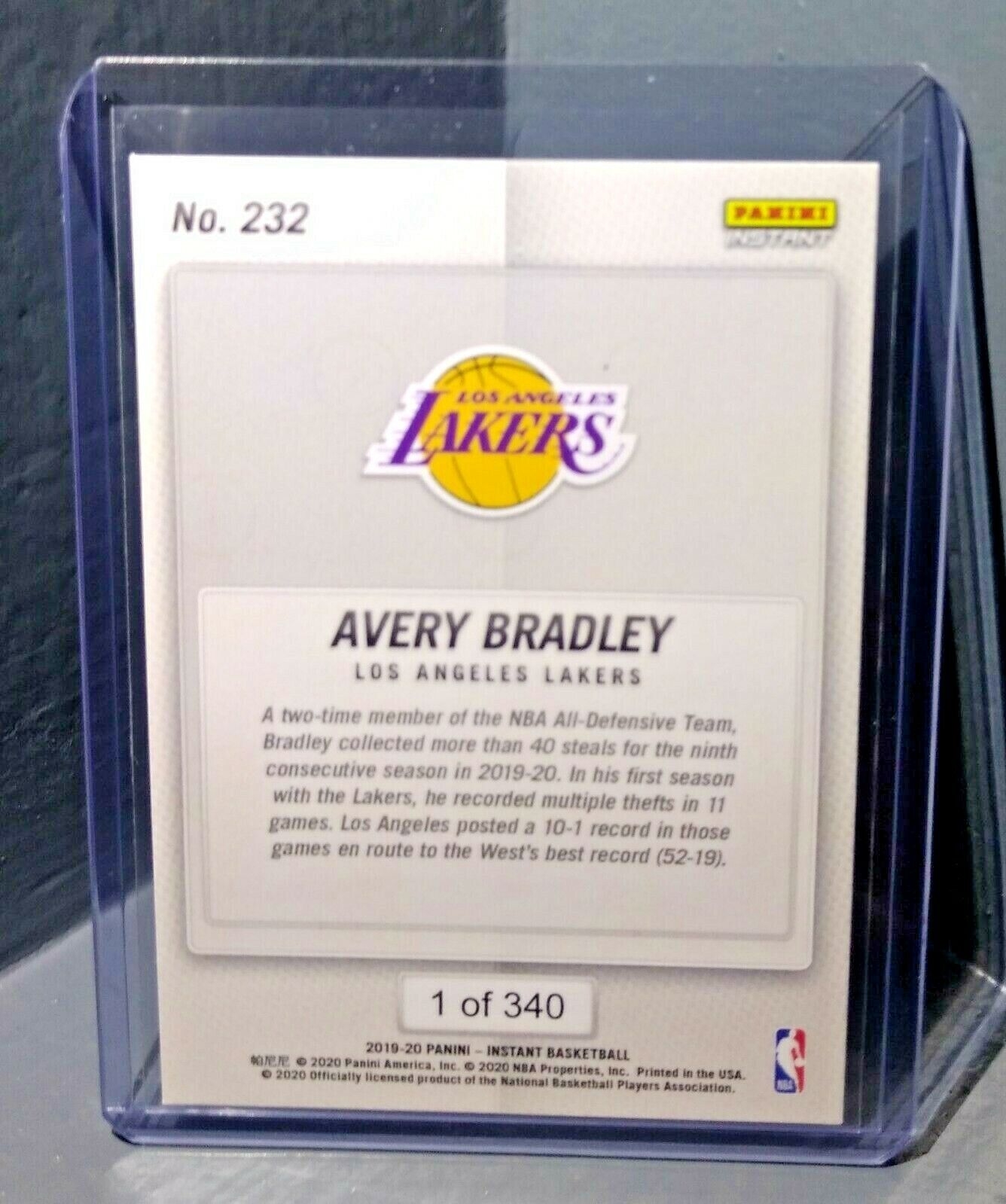 Avery Bradley 2019-20 Panini NBA Instant Lakers #232 Basketball Card 1 of 340