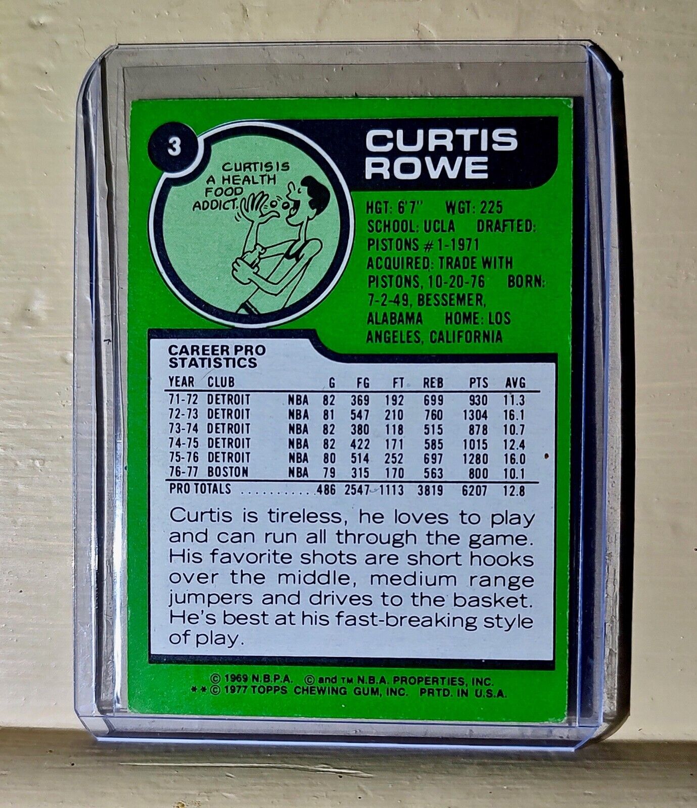 Curtis Rowe 1977 Topps Chewing Gum #3 Basketball Card Boston Celtics