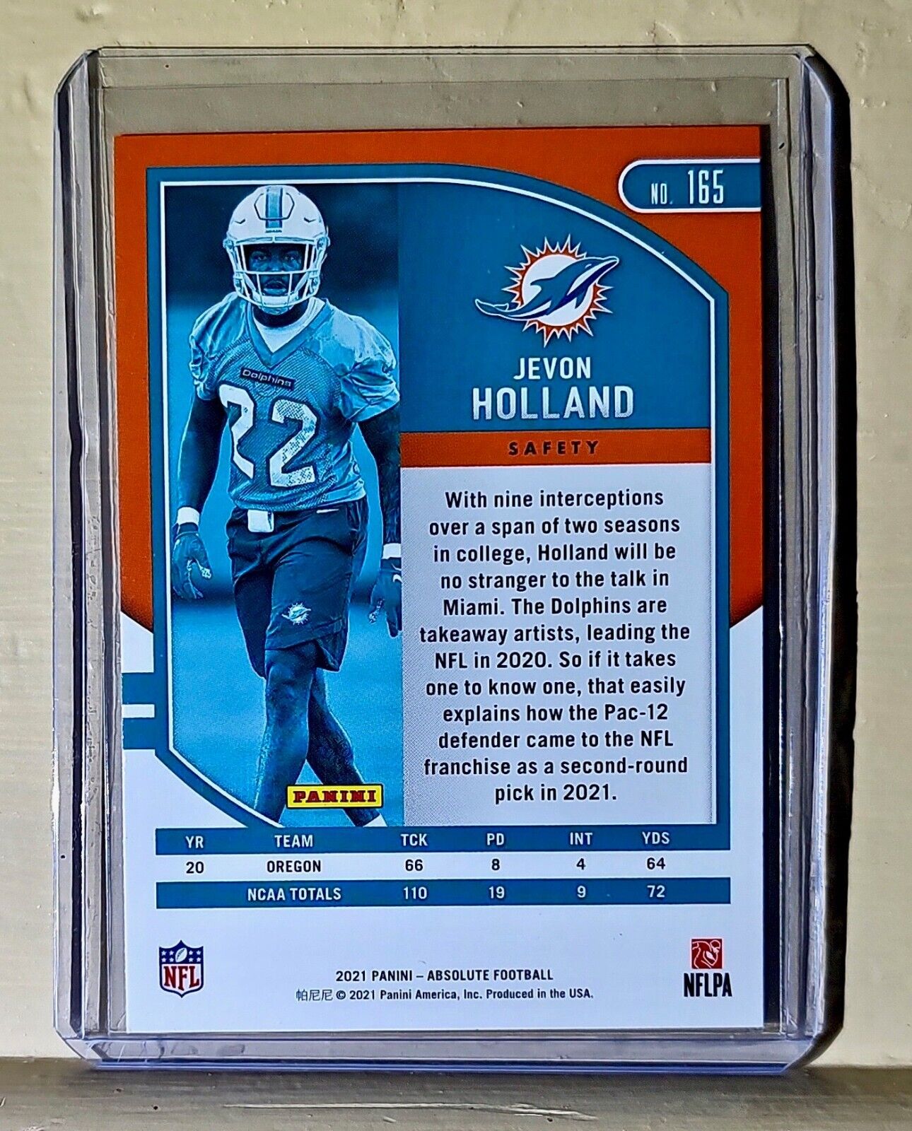 Jevon Holland 2021 Panini NFL Absolute Rookie Football #165 Card
