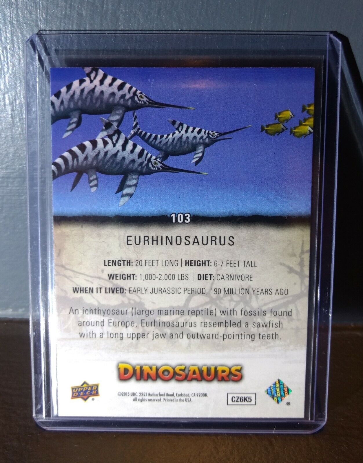 2015 Upper Deck Dinosaurs Eurhinosaurus #103 Trading Card