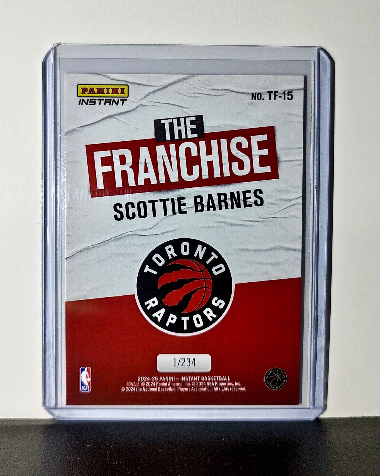 Scottie Barnes 2024-25 Panini The Franchise NBA #15 Card Toronto Raptors 1/234