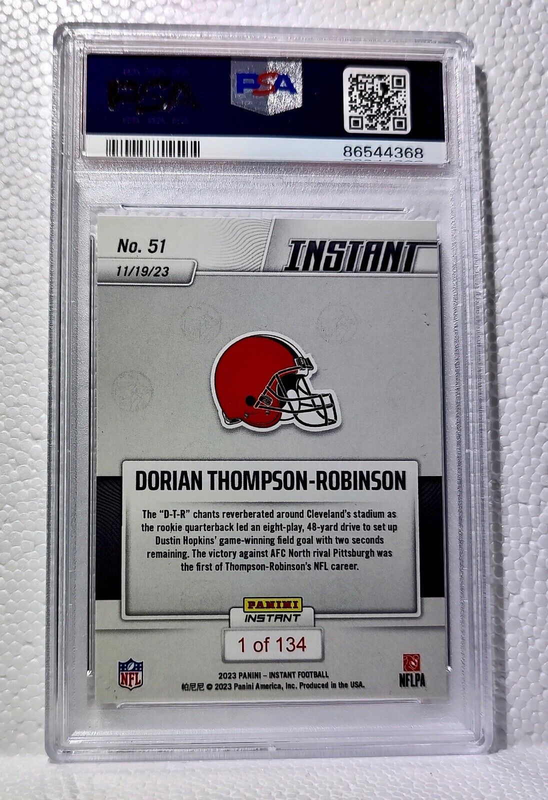 Dorian Thompson-Robinson 2023 Panini NFL Rookie 51 Card 1 of 134 PSA 9 Mint