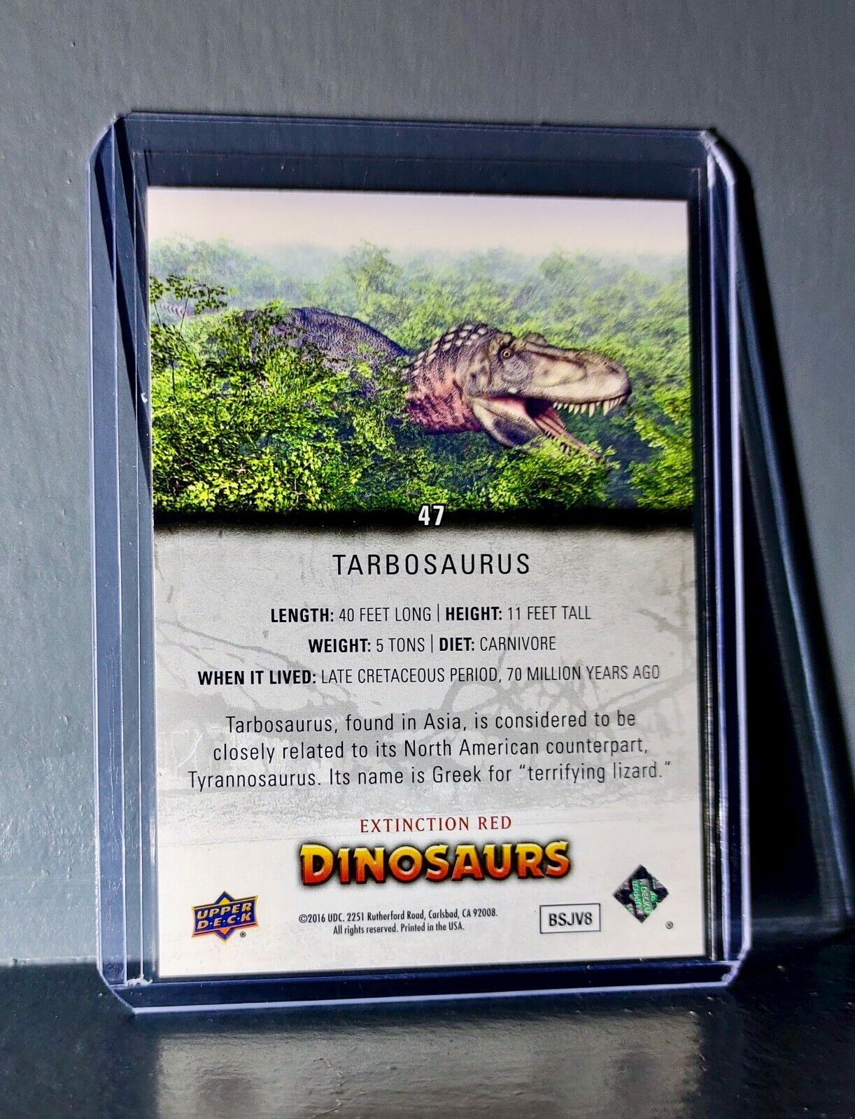 2015 Upper Deck Dinosaurs Tarbosaurus Extinction Red Parallel #47 Card
