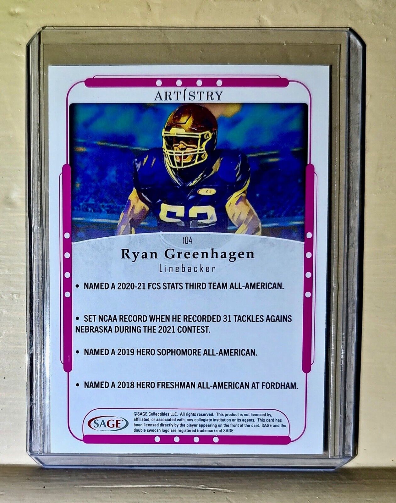 Ryan Greenhagen 2023 SAGE NFL Artistry Football #104 Card