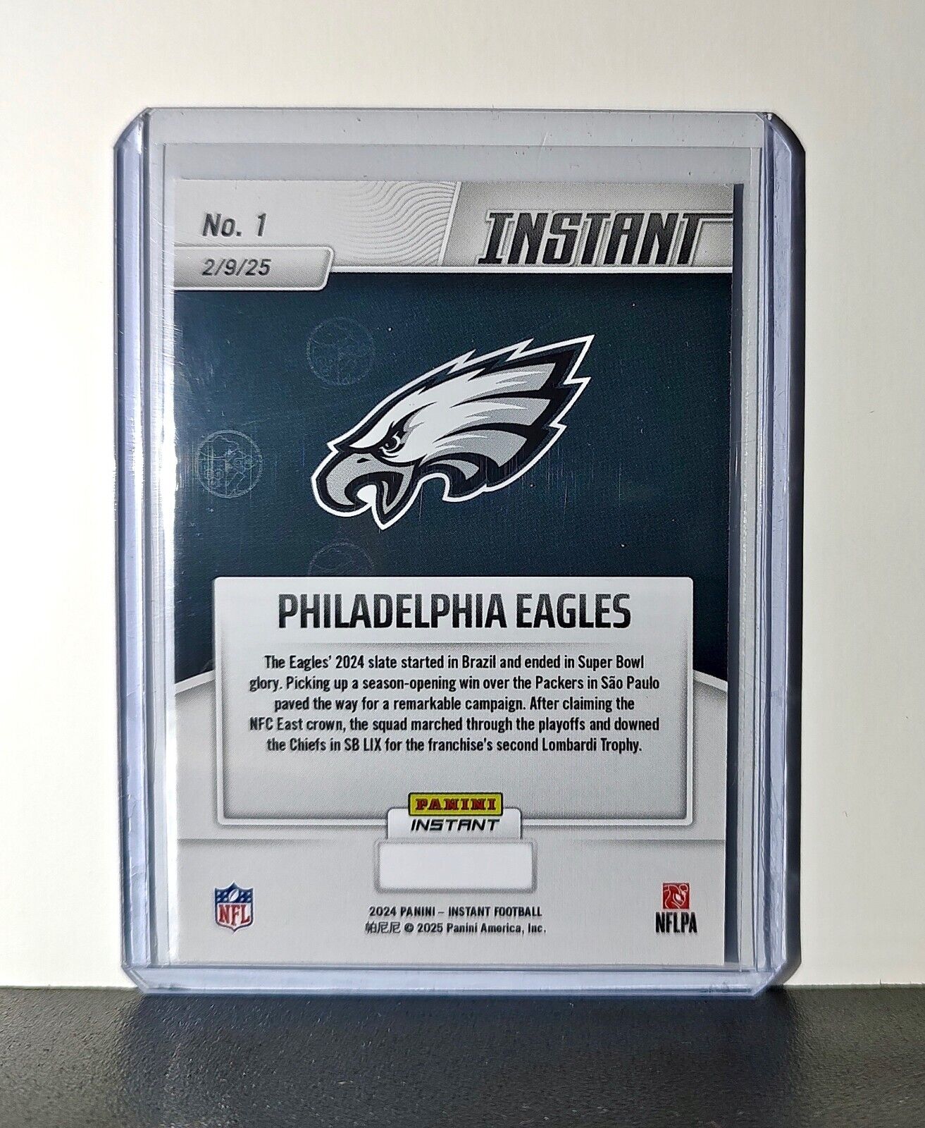 Philadelphia Eagles 2024 Panini Super Bowl LIX Champions NFL #1 Football Card