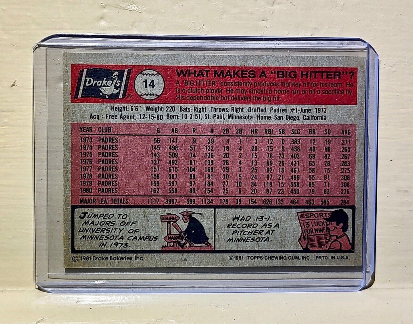 Dave Winfield 1981 Topps MLB #14 Baseball Card New York Yankees