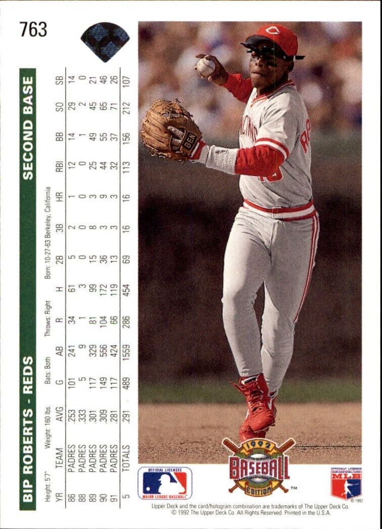 Bip Roberts 1992 Upper Deck MLB #763 Baseball Card Cincinnati Reds