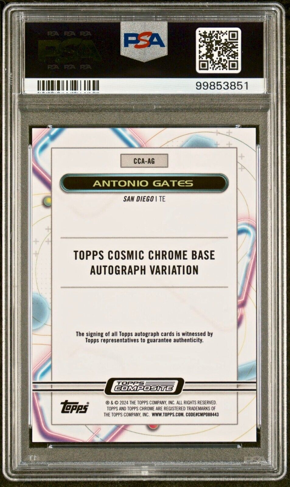 Antonio Gates 2023 Topps Chrome Cosmic NFL #CCA-AG Refractor PSA 10 Auto 10