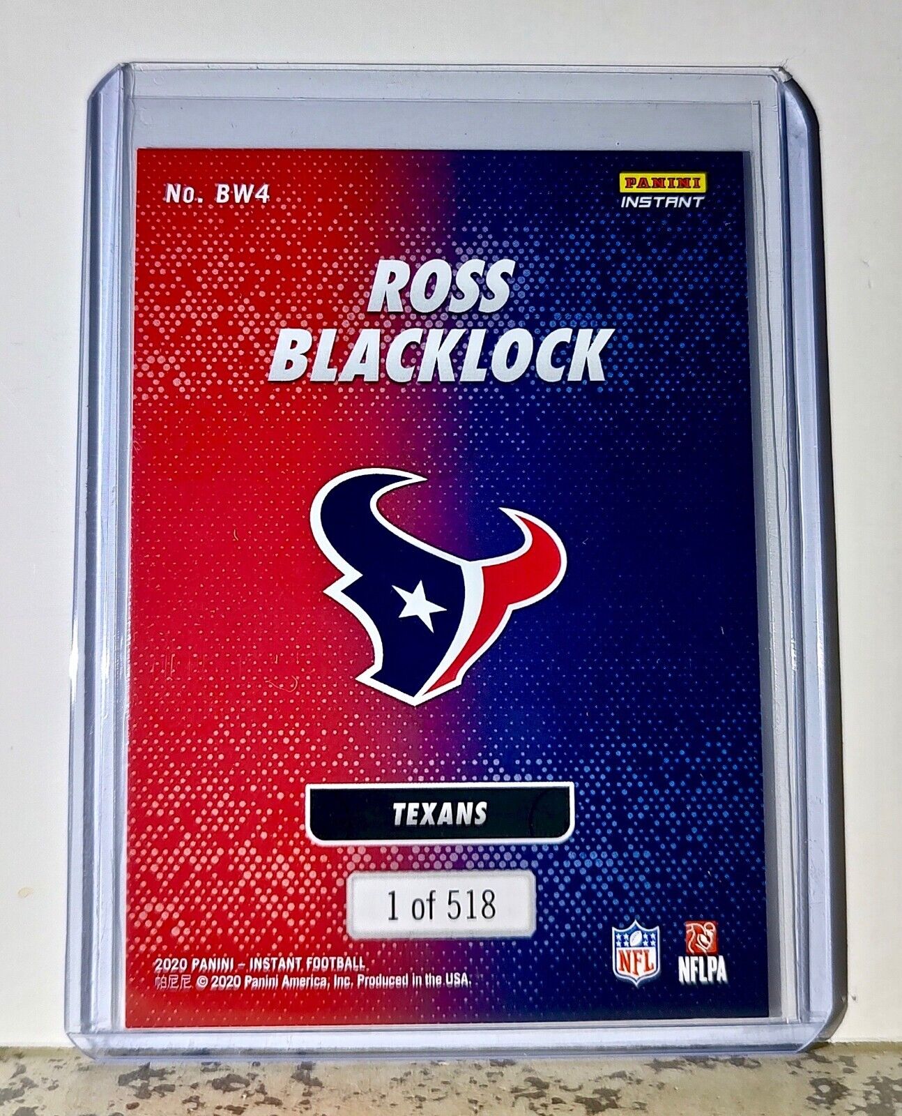 Ross Blacklock 2020 Panini NFL #4 Black and White Rookies Card Texans 1 of 518