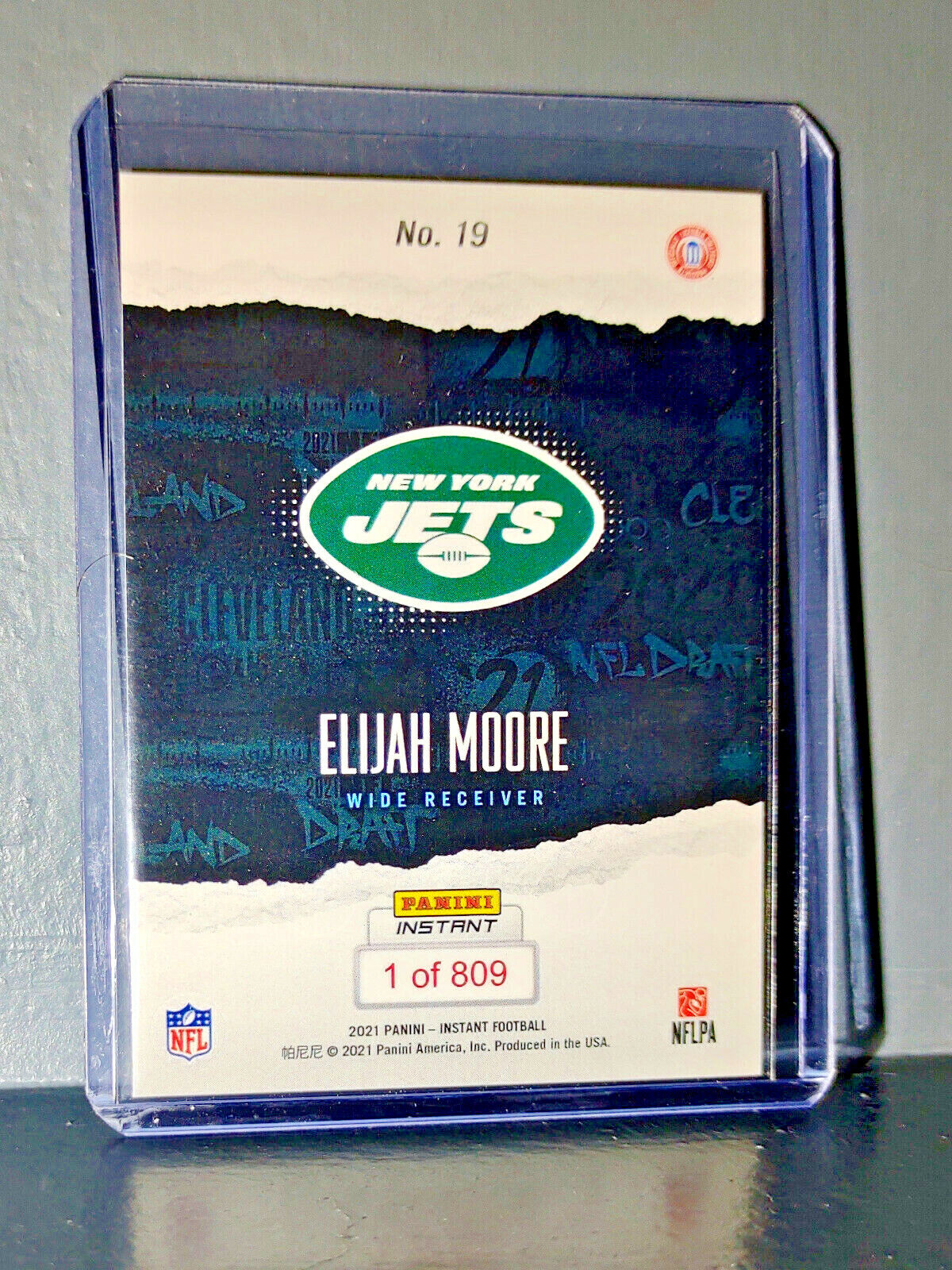 Elijah Moore 2021 Panini NFL Instant Draft Night #19 Rookie Card 1 of 809