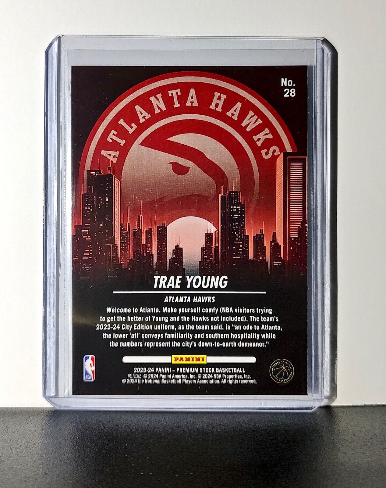 Trae Young 2023-24 Panini Premium Stock NBA Hoops City Edition #28 Card Hawks