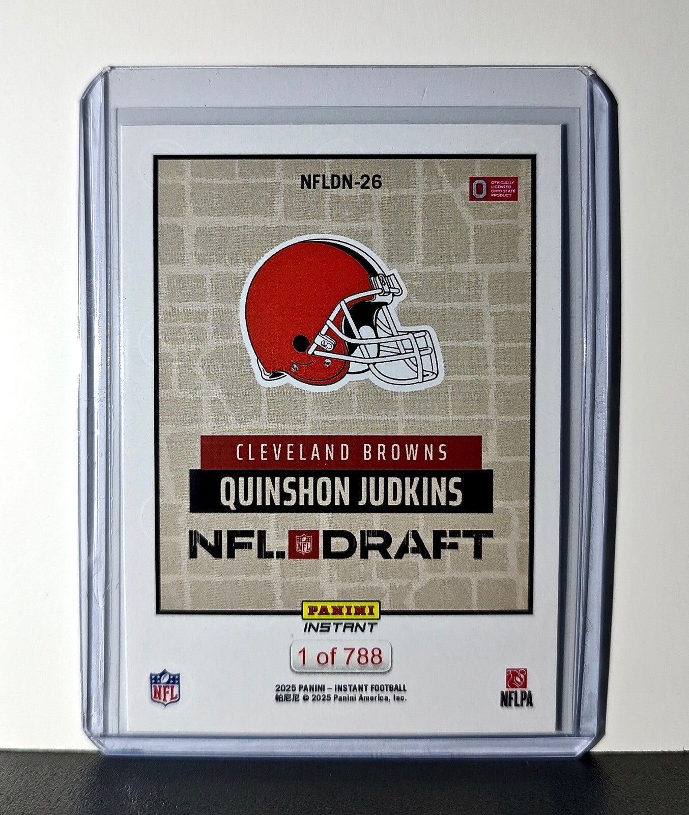 Quinshon Judkins Rookie 2025 NFL Draft #26 Card Cleveland Browns 1 of 788