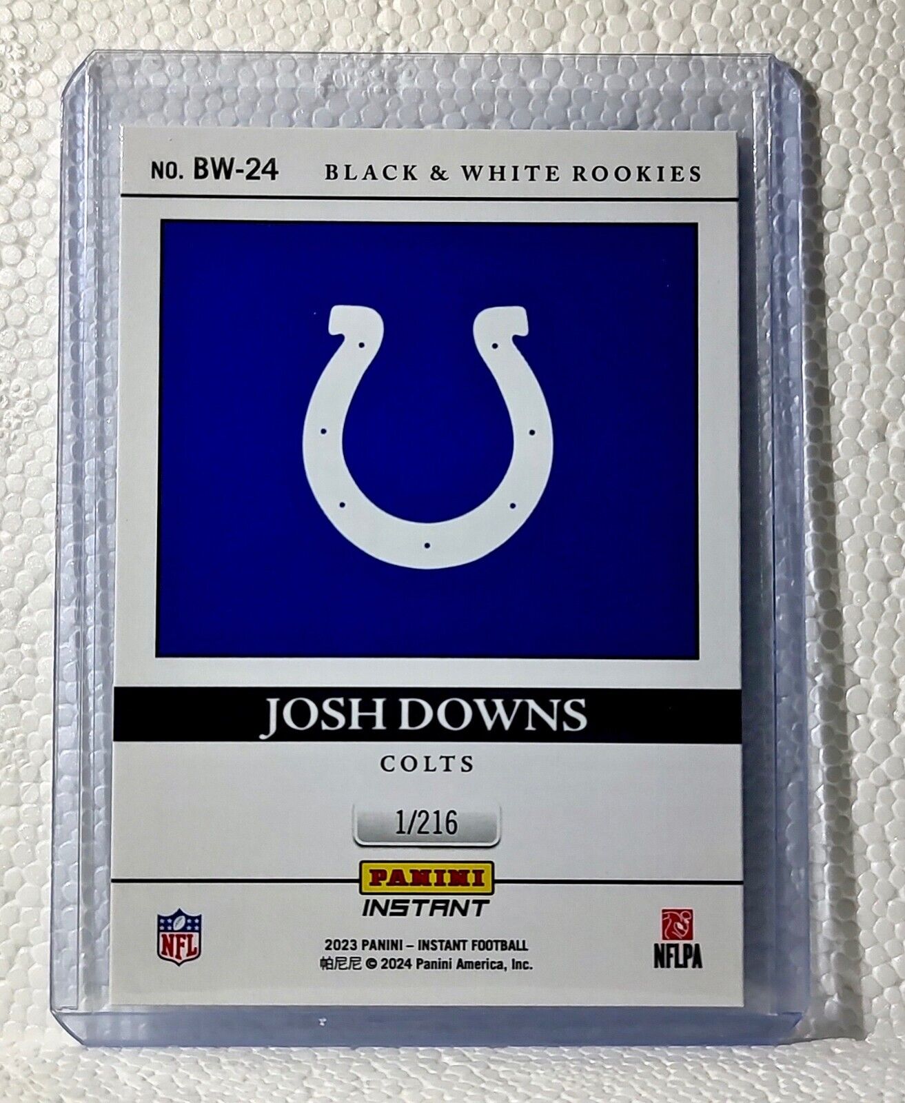 Josh Downs 2023 Panini NFL #24 Black & White Rookies Card Colts 1/216