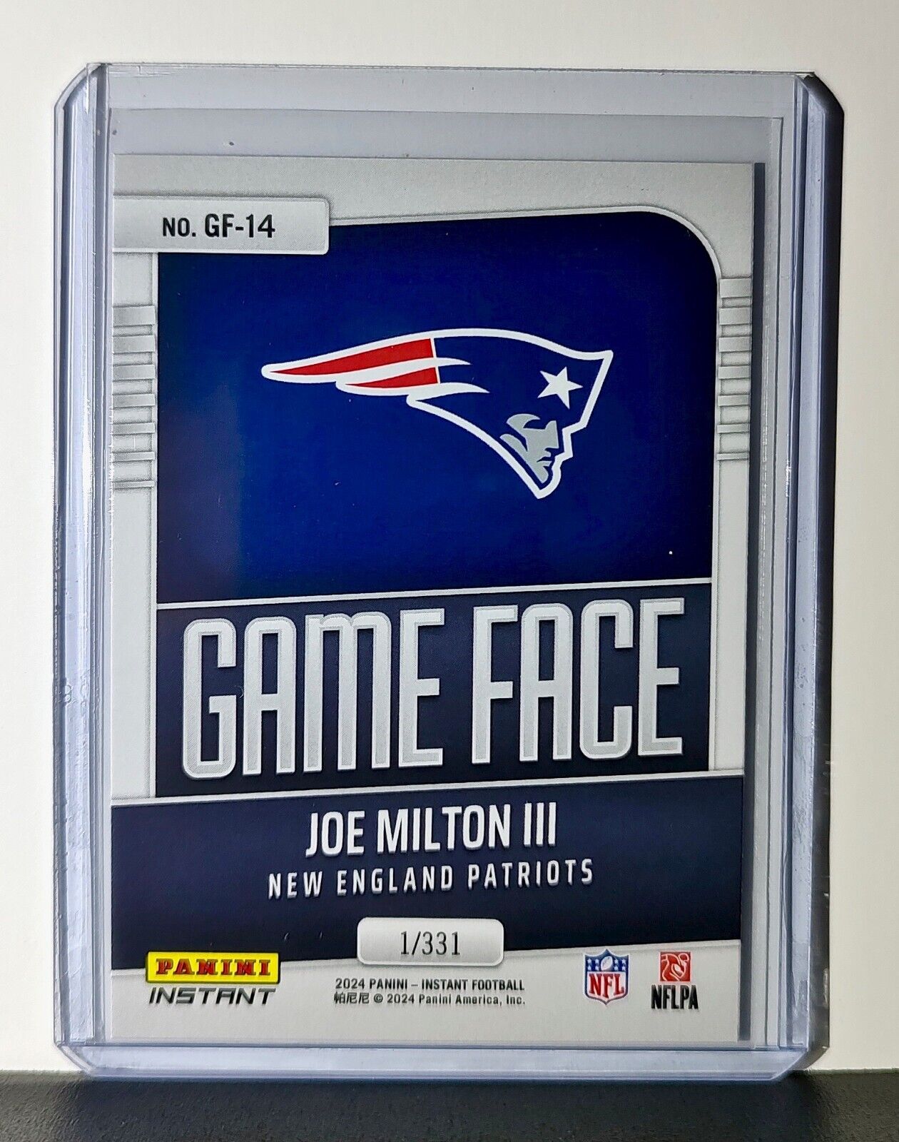 Joe Milton III 2024 Panini Game Face #14 NFL Rookie Card Patriots 1/331