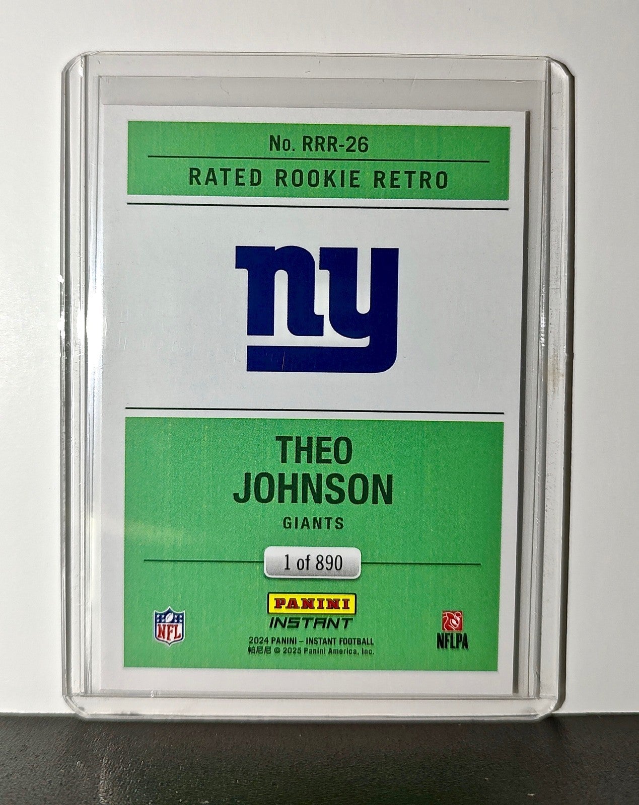Theo Johnson Rookie 2024 Panini Rated Rookie Retro NFL #26 Card Giants 1 of 890
