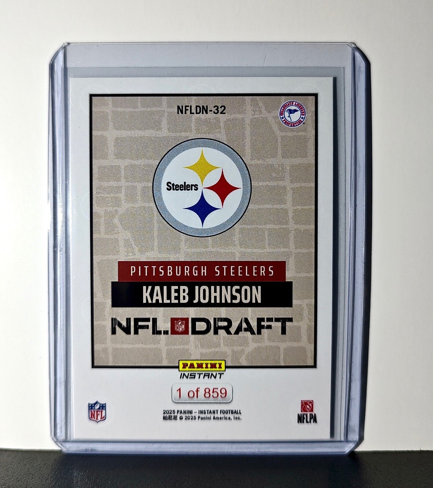 Kaleb Johnson Rookie 2025 NFL Draft #32 Card Pittsburgh Steelers 1 of 859