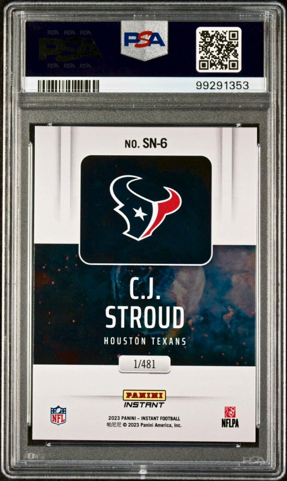 C.J. Stroud 2023 Panini Supernova NFL #SN-6 Football Card Houston Texans PSA 10