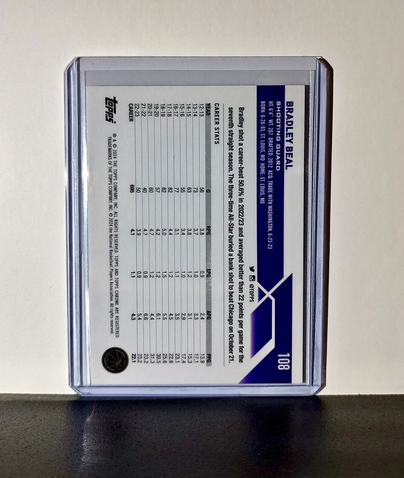 Bradley Beal 2023-24 Topps Chrome NBA #108 Card Phoenix Suns