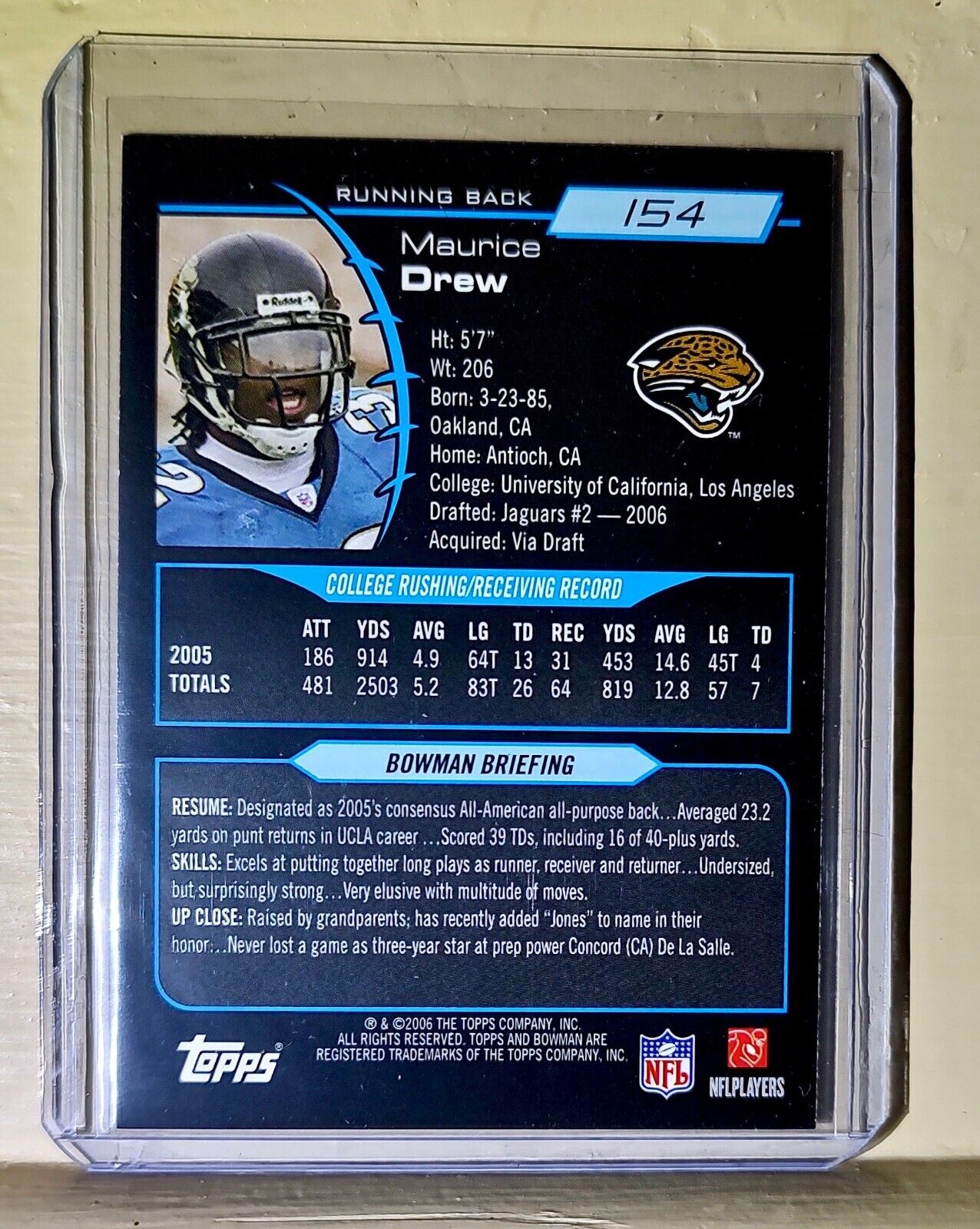 Maurice Drew 2006 Topps Bowman Rookie Football #154 NFL Card Jaguars