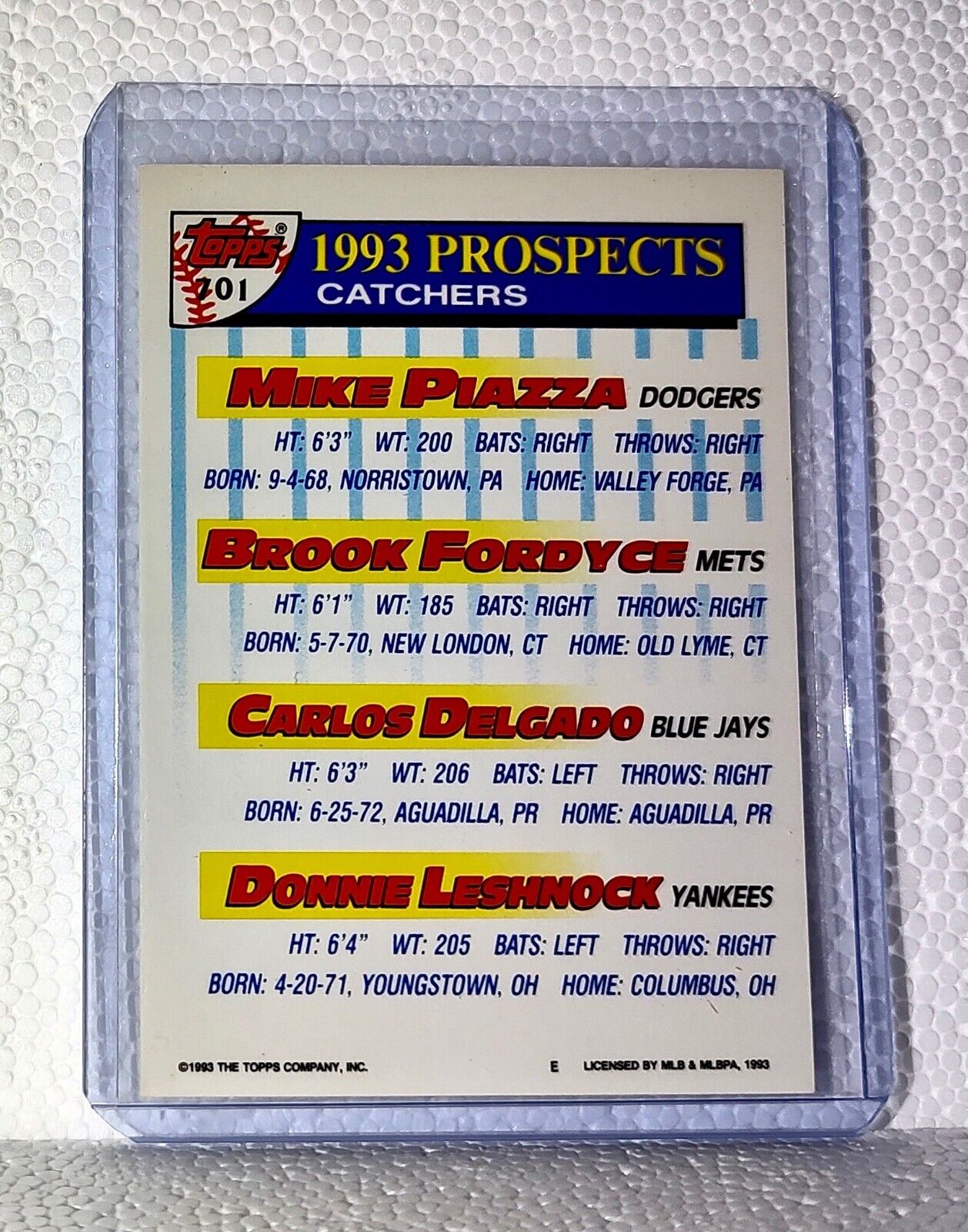 Piazza/Fordyce/Delgado/Leshnock 1993 Topps MLB #701 Baseball Card