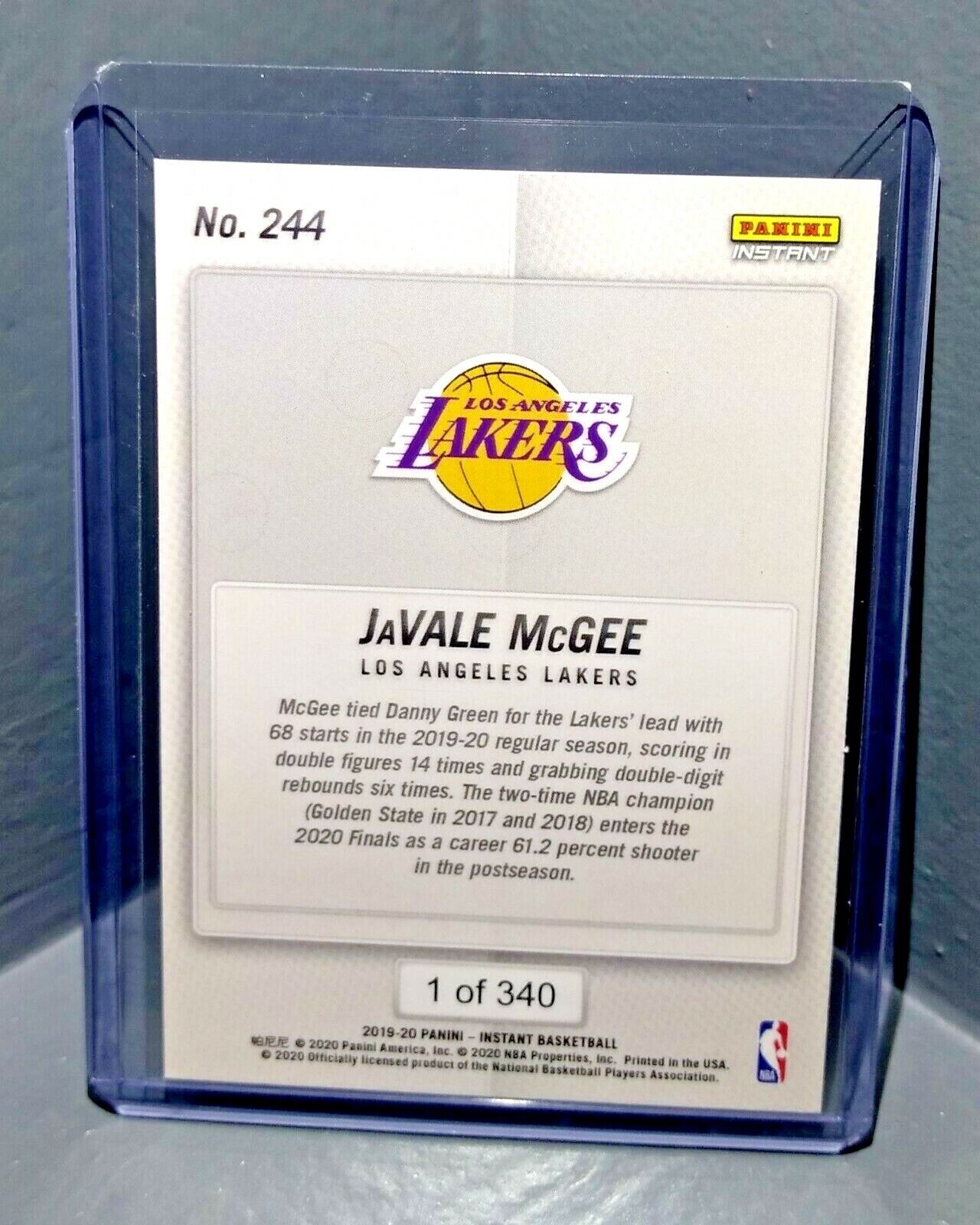 JaVale McGee 2019-2020 Panini NBA Instant Lakers #244 Basketball Card 1 of 340