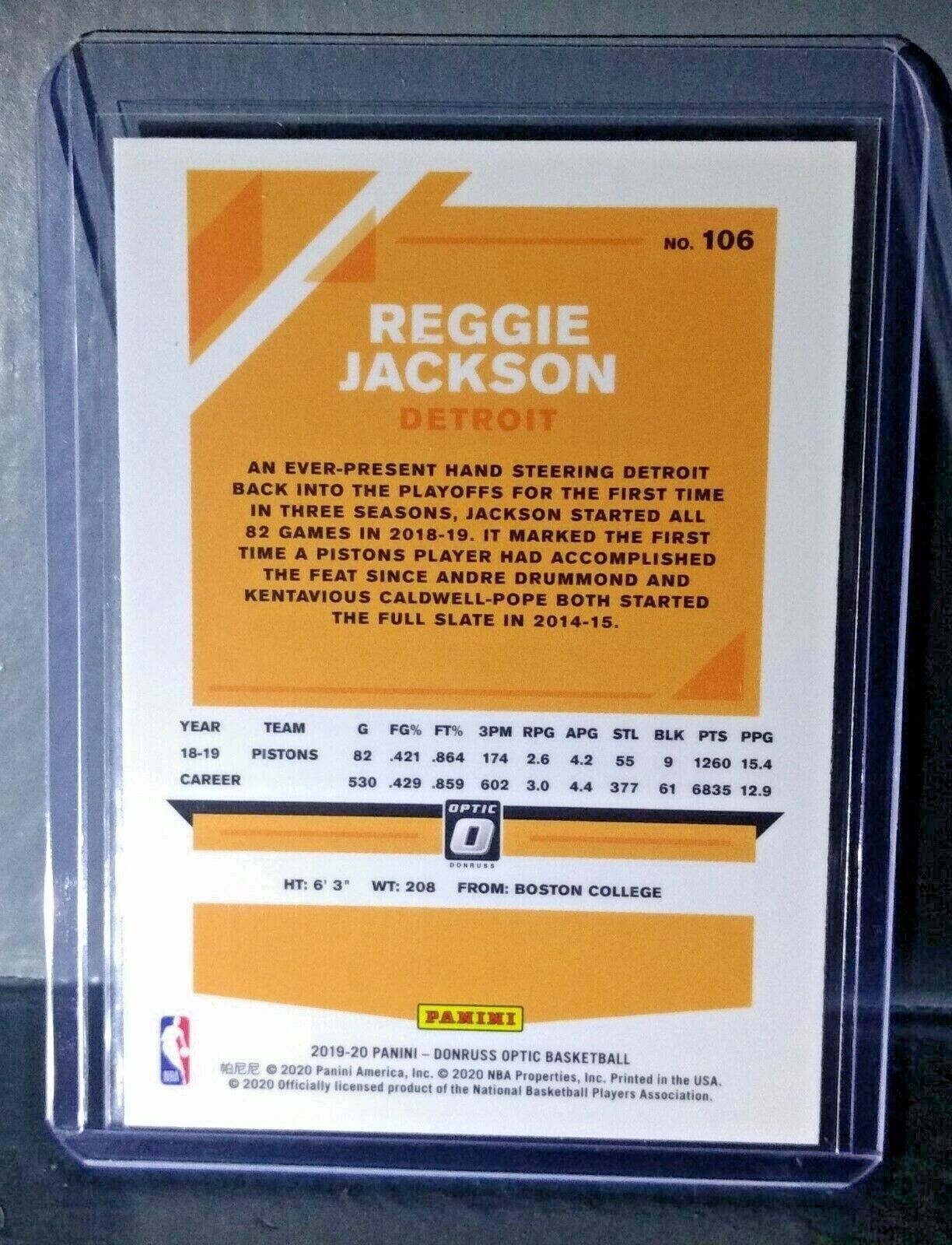 Reggie Jackson 2019-20 Panini Donruss Optic #106 Basketball Card