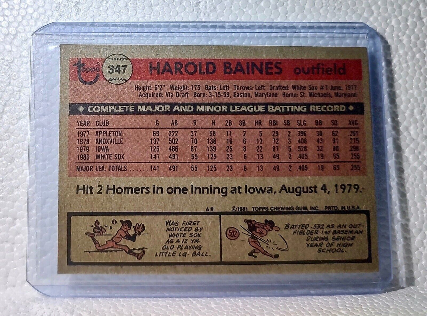 Harold Baines 1981 Fleer MLB #347 Baseball Card Chicago White Sox