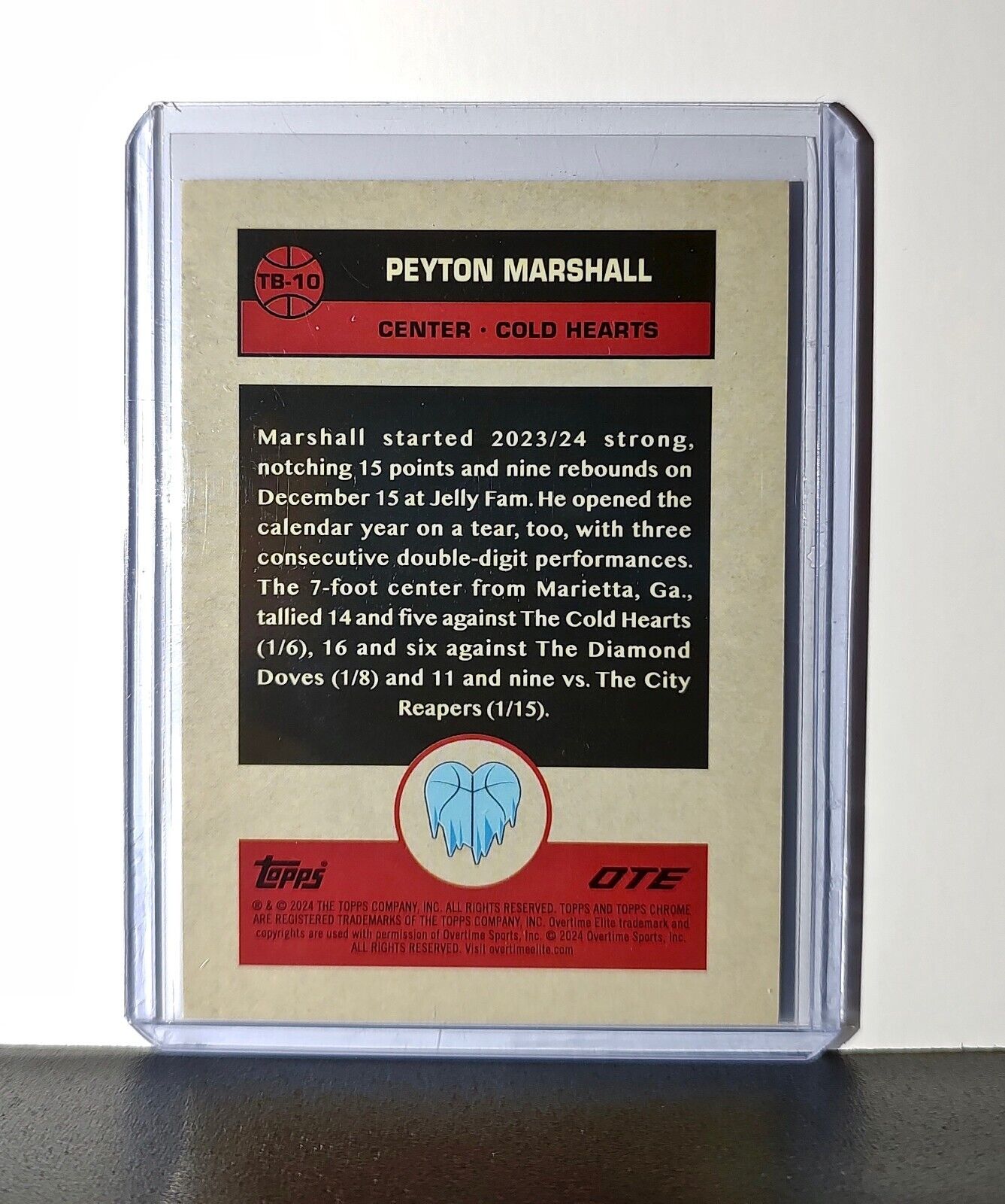 Peyton Marshall Rookie 2023-24 Topps Chrome Overtime #TB-10 1976 Cold Hearts