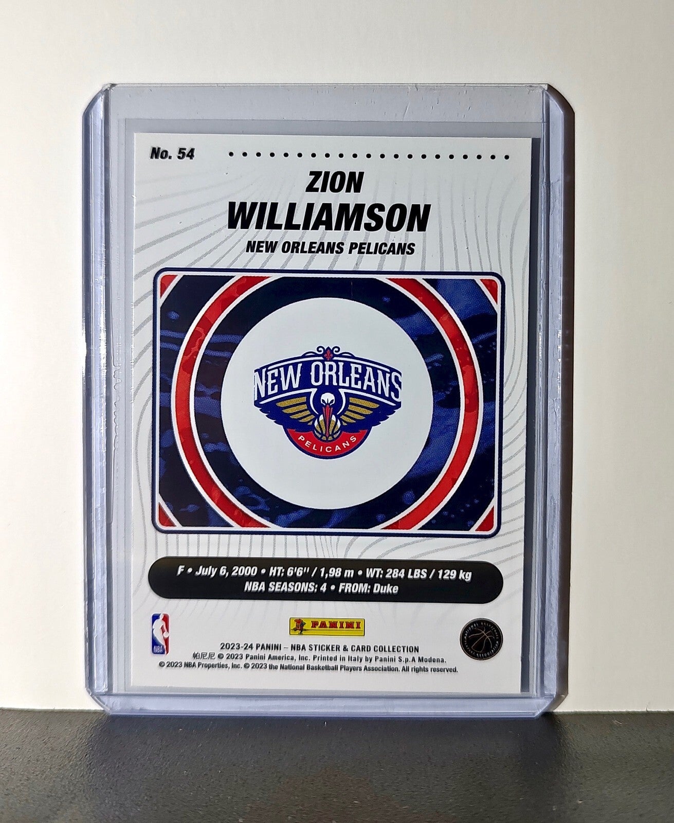 Zion Williamson 2023-24 Panini NBA #54 Foil Sticker Card New Orleans Pelicans