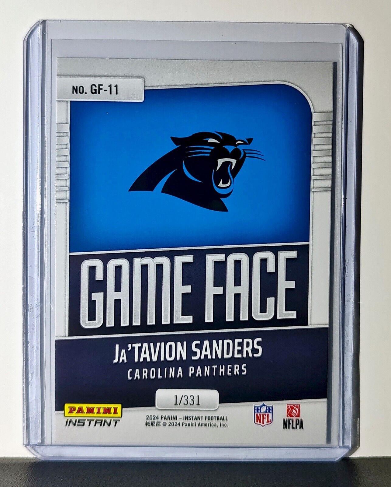 Ja’Tavion Sanders 2024 Panini Game Face #11 NFL Rookie Card Panthers 1/331