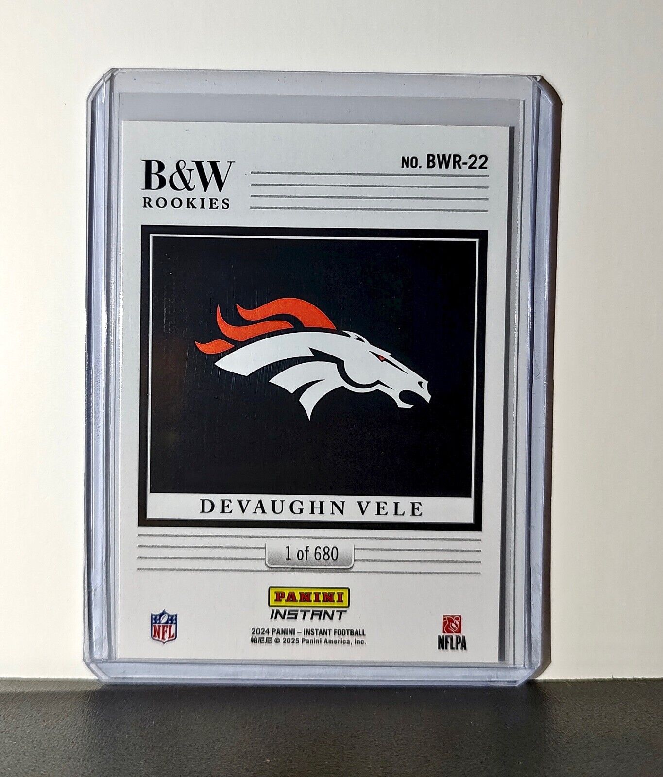 Devaughn Vele 2024 Panini NFL #22 Black & White Rookies Card Broncos 1 of 680